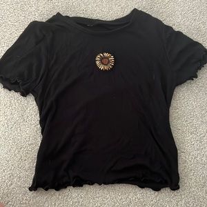 Black tight crop top with sunflower